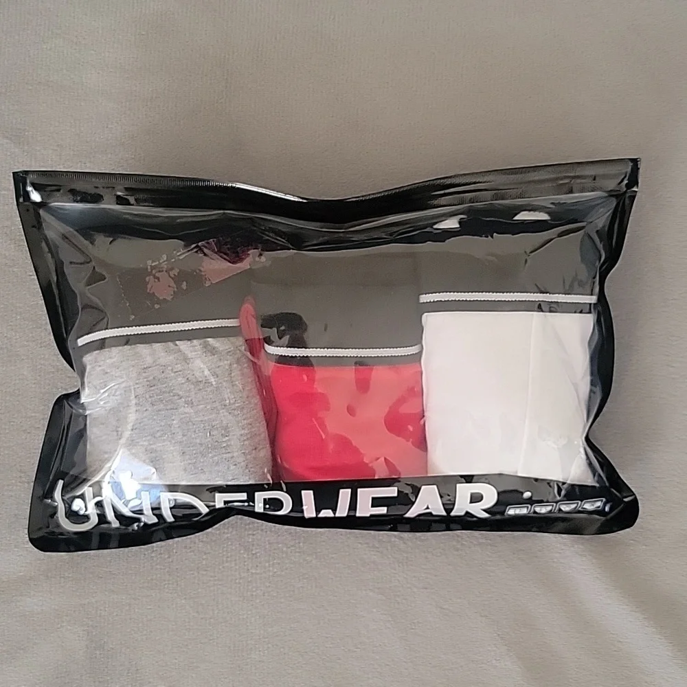 3 pack Cotton Boxer Underwear, Color White/Grey/Red, Size M